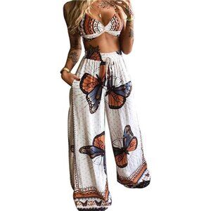 Sexy Top Wide Leg Loose Pants Set